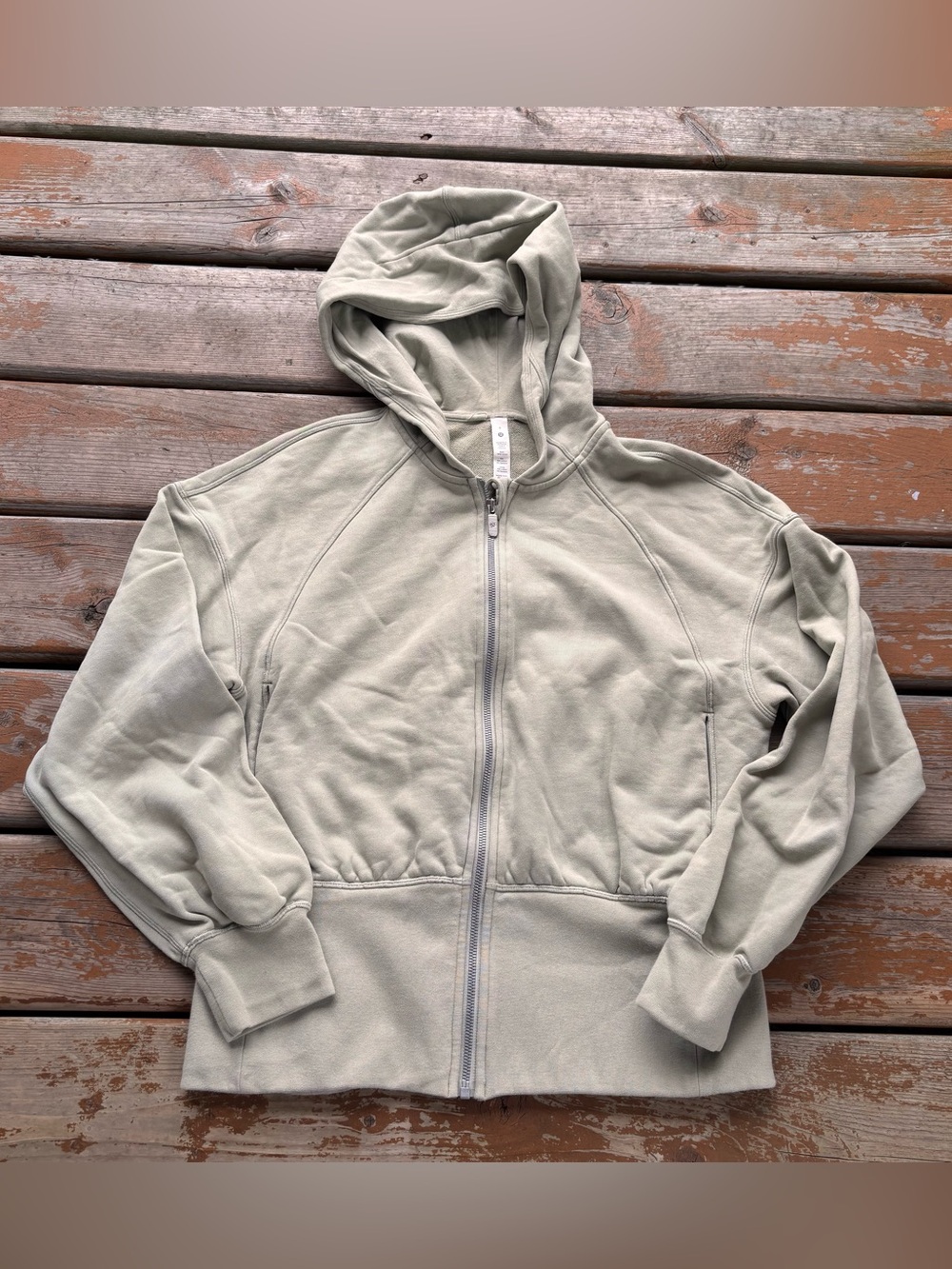 Lululemon Light Green Hugged-Waist Cotton Zip Hoodie - Size 8